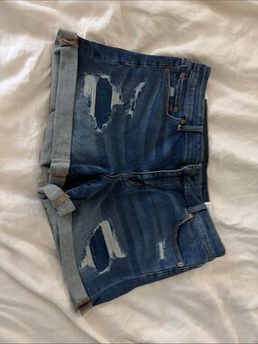 American Eagle Outfitters Distressed Dark Blue Denim Jean Shorts